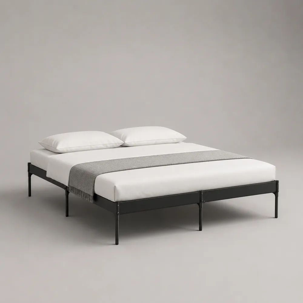 2-teiliges Doppelbettgestell aus Stahl, Schwarz, 180 × 200 × 35 cm