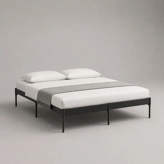 2-teiliges Doppelbettgestell aus Stahl, Schwarz, 180 × 200 × 35 cm